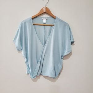 Streetwear society pastel mint green blue flowy wrap top medium